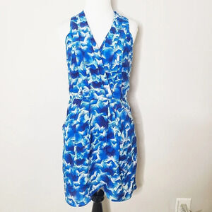 Greylin Blue & White Silk Sleeveless Dress S